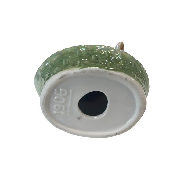 Handcrafted Lusterware Porcelain Elephant In A Basket made in Brazil #1906 - Picture 7 of 8